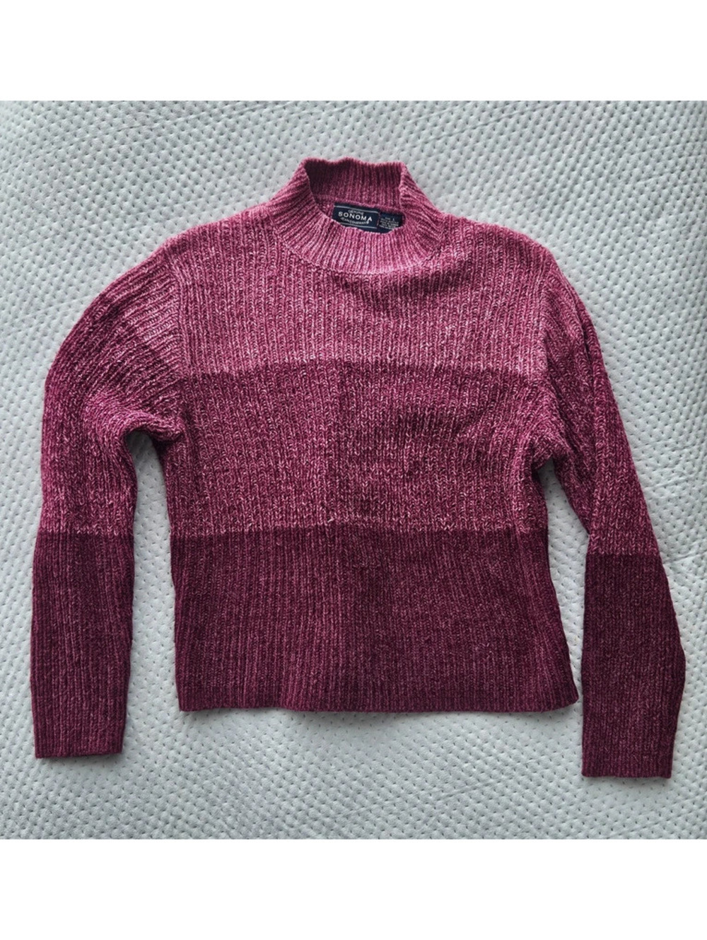 Genuine Sonoma Jean Company Women’s L Burgundy Mock Neck Ribbed Knit Sweater